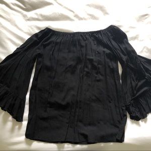 Off the Shoulder Ruffled Sleeve Shirt